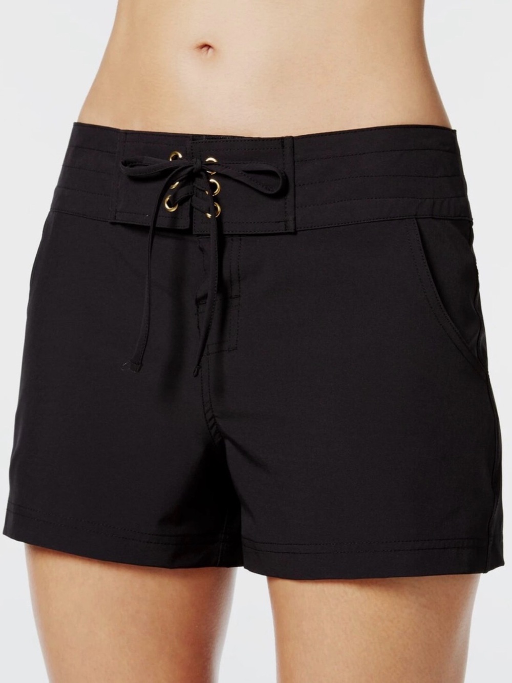 La Blanca All Aboard 3" Drawstring Board Short Pockets Solid Black Size XL New